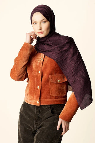 Premium Jakar Şal Dalga Desen - Vişne Çürüğü