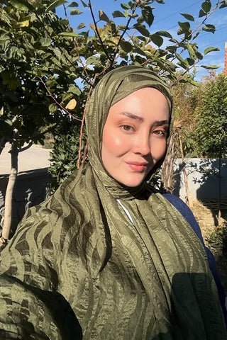 Premium Jakar Şal Dalga Desen - Yeşil