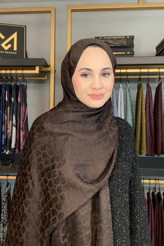 Premium Jakar Şal Halka Desen - Acı Kahve