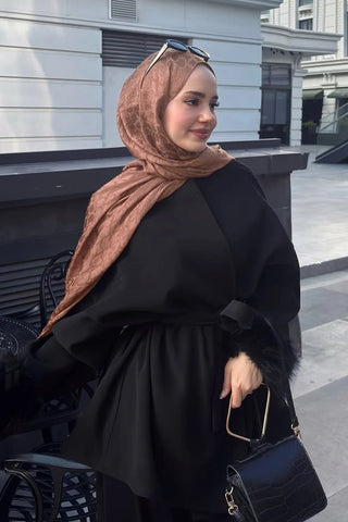 Premium Jakar Şal Halka Desen - Bisküvi