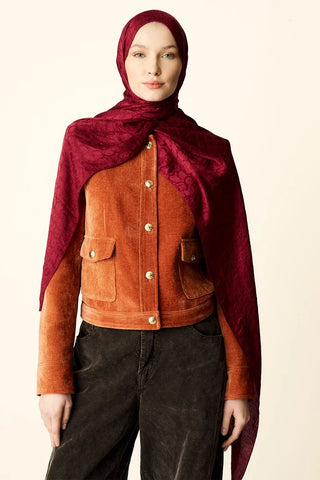 Premium Jakar Şal Halka Desen - Bordo