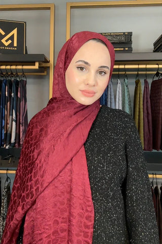 Premium Jakar Şal Halka Desen - Bordo
