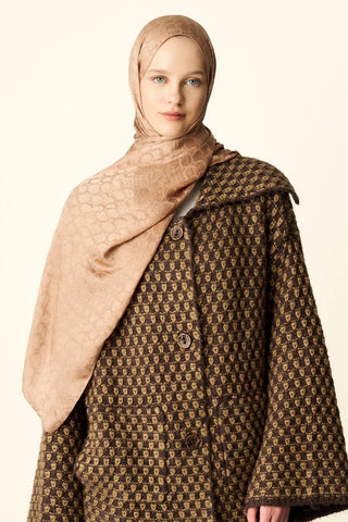 Premium Jakar Şal Halka Desen - Bronz