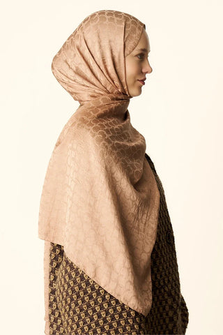 Premium Jakar Şal Halka Desen - Bronz