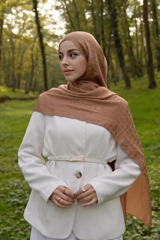 Premium Jakar Şal Halka Desen - Bronz