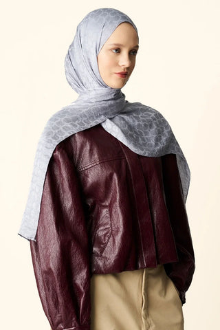 Premium Jakar Şal Halka Desen - Gri