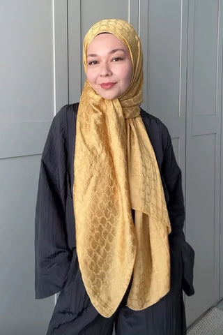 Premium Jakar Şal Halka Desen - Hardal
