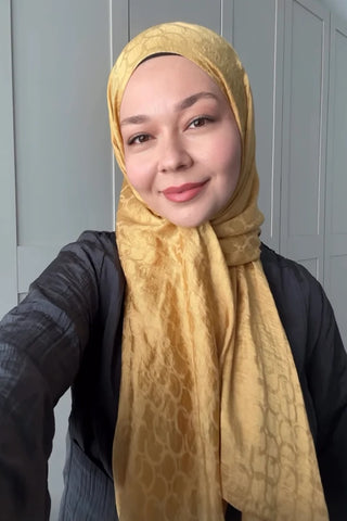 Premium Jakar Şal Halka Desen - Hardal