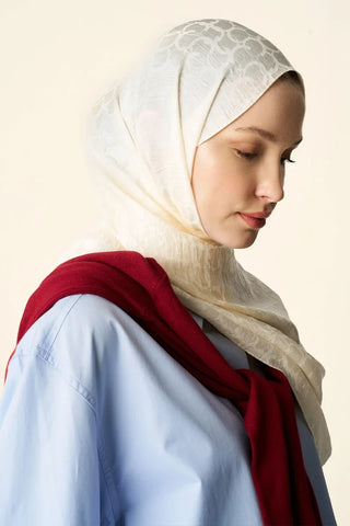 Premium Jakar Şal Halka Desen - İnci