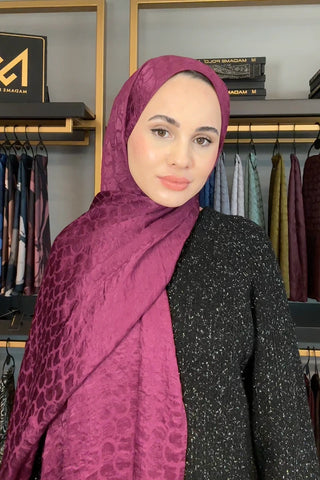 Premium Jakar Şal Halka Desen - Kiraz