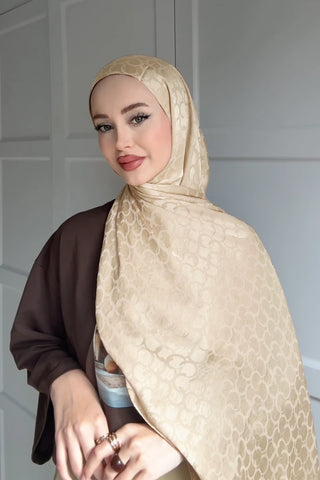 Premium Jakar Şal Halka Desen - Kırık Beyaz