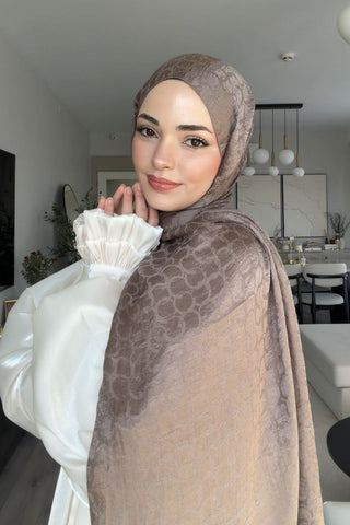Premium Jakar Şal Halka Desen - Kül