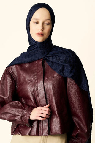 Premium Jakar Şal Halka Desen - Lacivert