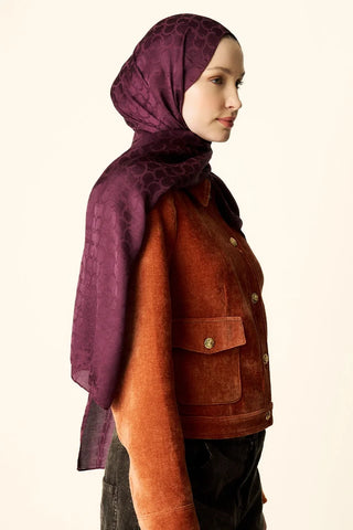 Premium Jakar Şal Halka Desen - Mürdüm