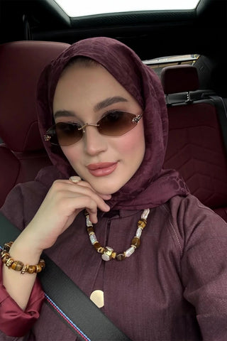 Premium Jakar Şal Halka Desen - Mürdüm