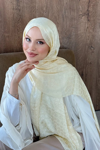 Premium Jakar Şal Halka Desen - Sarı