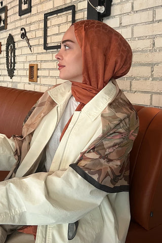 Premium Jakar Şal Halka Desen - Şeftali