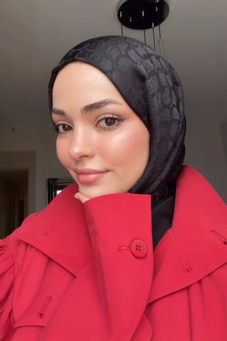 Premium Jakar Şal Halka Desen - Siyah