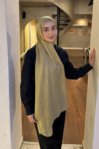 Premium Jakar Şal Halka Desen - Soft Yeşil