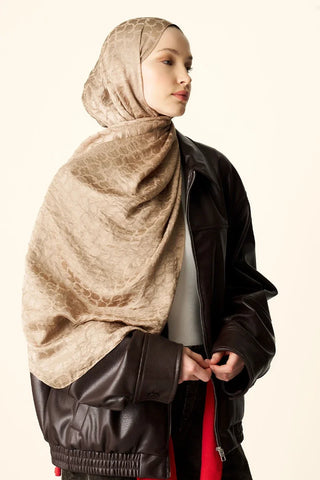 Premium Jakar Şal Halka Desen - Vizon