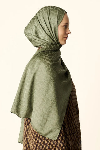 Premium Jakar Şal Halka Desen - Yeşil