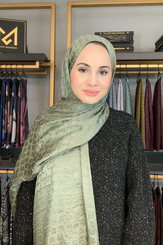 Premium Jakar Şal Halka Desen - Yeşil