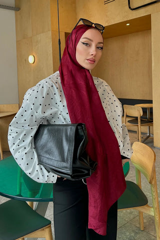 Premium Jakar Şal Sarmaşık Desen - Bordo