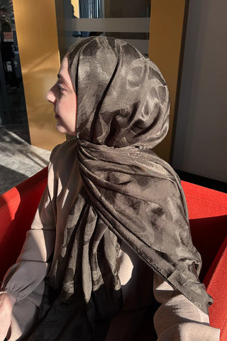 Premium Jakar Şal Sarmaşık Desen - Haki