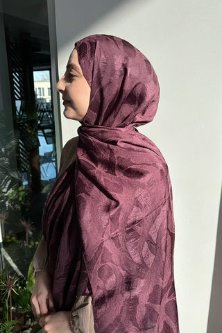 Premium Jakar Şal Sarmaşık Desen - Mürdüm