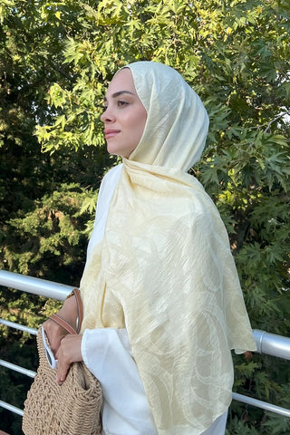 Premium Jakar Şal Sarmaşık Desen - Sarı
