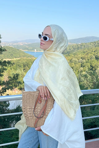 Premium Jakar Şal Sarmaşık Desen - Sarı