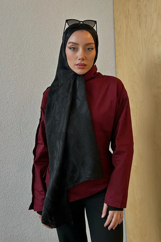 Premium Jakar Şal Sarmaşık Desen - Siyah