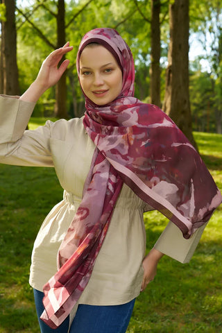 Prestige Carmen Desen Şal - Bordo