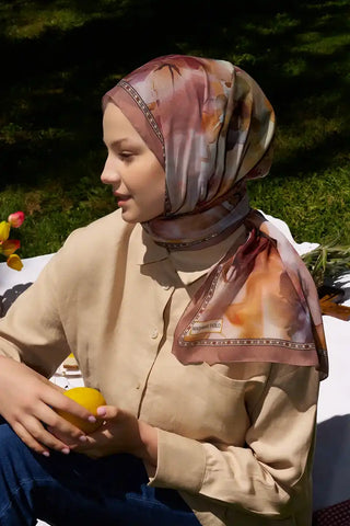 Prestige Dalia Desen Şal - Kahverengi
