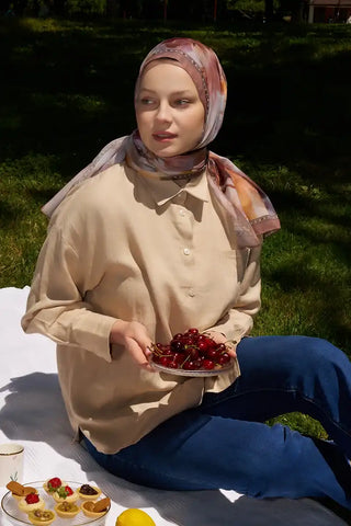 Prestige Dalia Desen Şal - Kahverengi