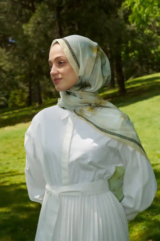Prestige Dalia Desen Şal - Yağ Yeşili