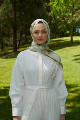 Prestige Dalia Desen Şal - Yağ Yeşili