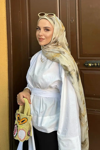 Prestige Dalia Desen Şal - Yağ Yeşili