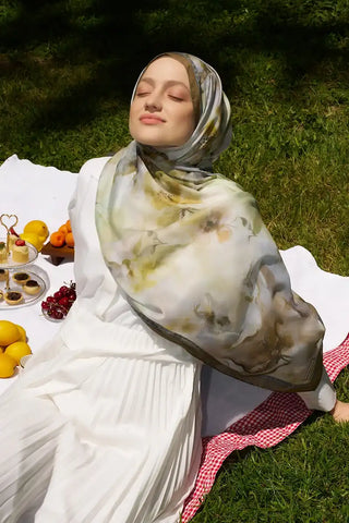 Prestige Dalia Desen Şal - Yeşil