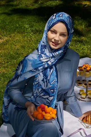 Prestige Line Desen Şal - İndigo