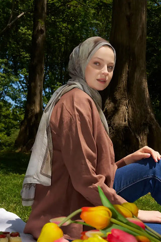 Prestige Vintage Desen Şal - Kahverengi