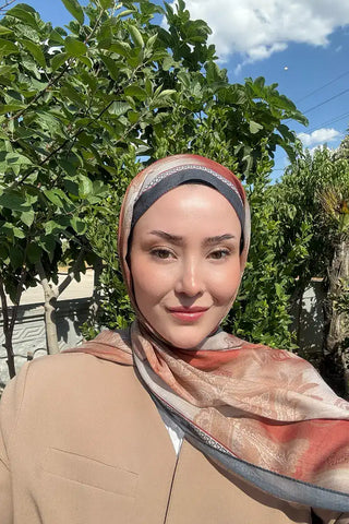 Prestige Vintage Desen Şal - Kızıl Kahve