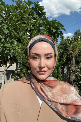 Prestige Vintage Desen Şal - Kızıl Kahve