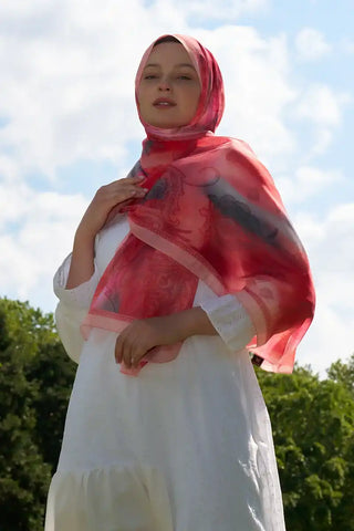 Prestige Vintage Desen Şal - Mercan