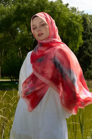 Prestige Vintage Desen Şal - Mercan