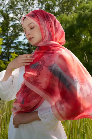 Prestige Vintage Desen Şal - Mercan