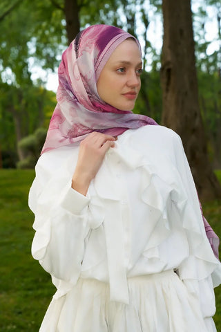 Prestige Vintage Desen Şal - Mor