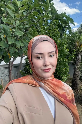 Prestige Vintage Desen Şal - Orange