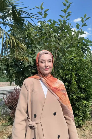 Prestige Vintage Desen Şal - Orange