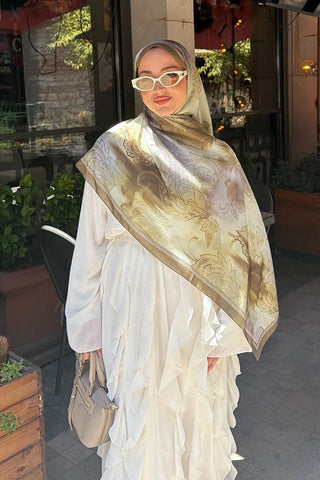 Prestige Vintage Desen Şal - Yağ Yeşili
